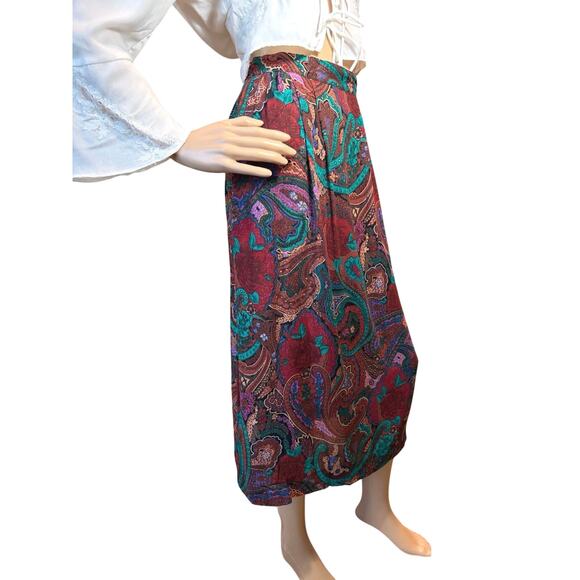 Vintage Diane von Furstenberg DVF Midi Skirt SZ 16 Paisley Fairy Dark Academia - Picture 4 of 14